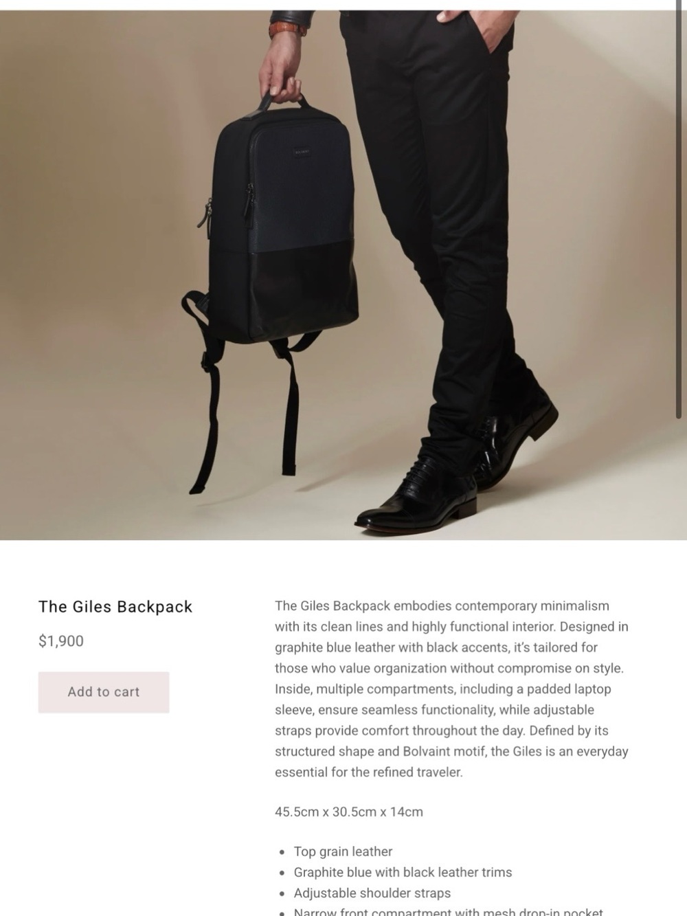 Minimalist Men's Backpack in Graphite Blue/Black